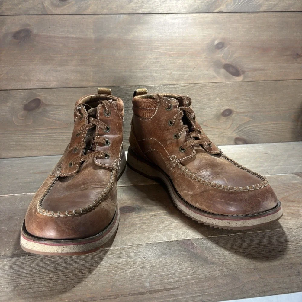 Clarks Mahale Mid Mens size 10 shoes Brown Leather Moc Toe chukka boots